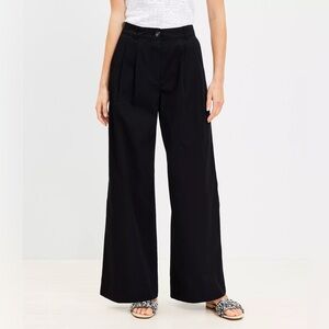 NWT Loft Poplin Wide Leg Pants Women's Black Wide-Leg Pants